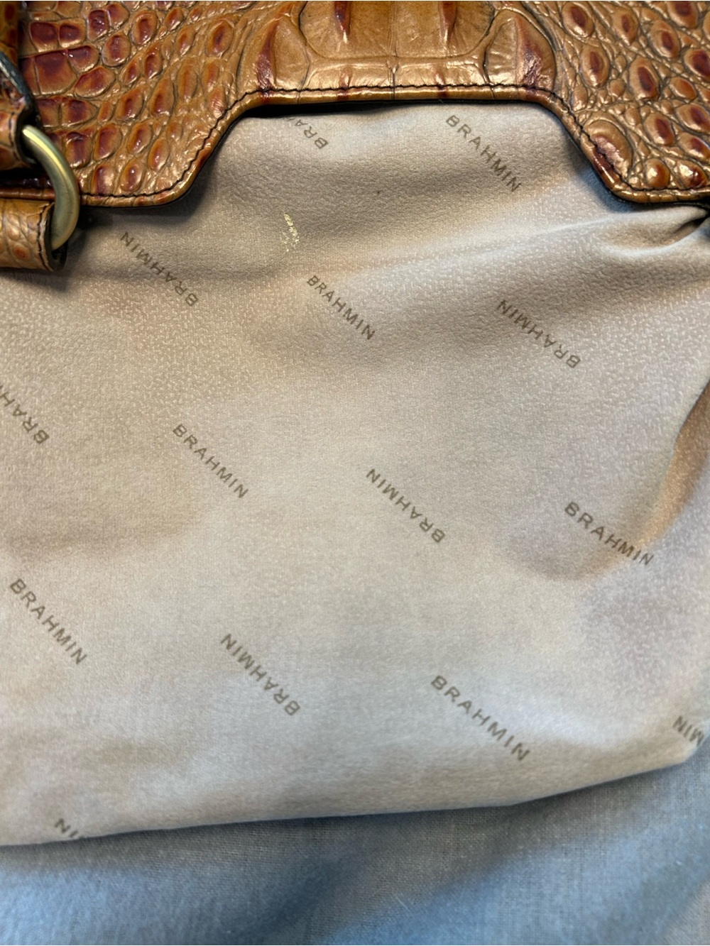 Brahmin Brown Croc-Embossed bag with Gold Hardware - Picture 10 of 15